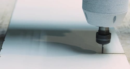 Closeup of a Milling Machine Operating in a Furniture Workshop