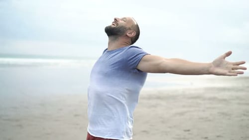 Carefree Man Enjoying Summer Freedom