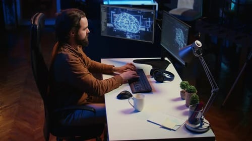 Computer Scientist Writes Code on PC to Visualize AI Neural Networks