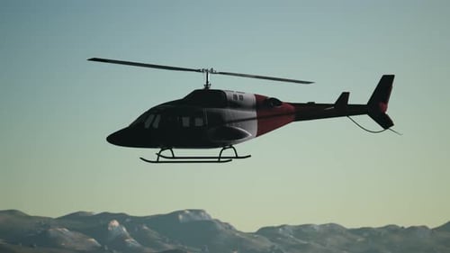 Realistic 3D Helicopter Flying Over Mountains with Rotating Blades