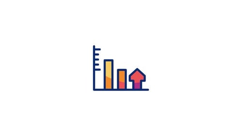 Animated Bar Chart Showing Growth with Upward Arrow