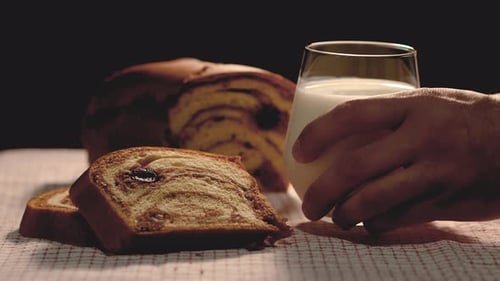 Swirl Bread and Milk Still Life