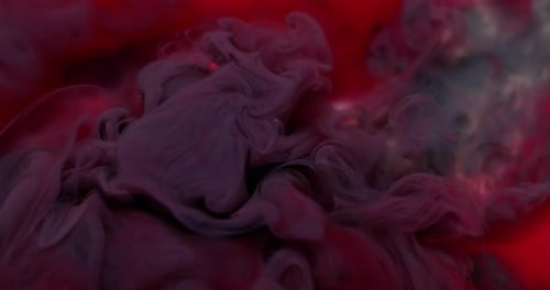 Swirling Plumes of Dark Grey and Red Ink