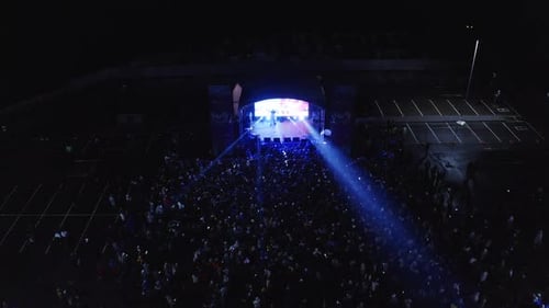 Aerial View of Concert Crowd at Night
