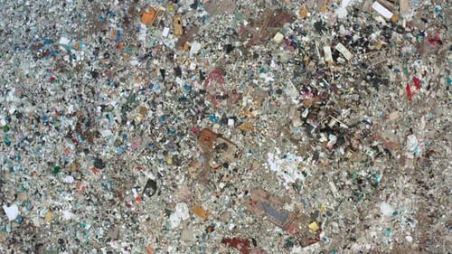 Aerial Top View of Landfill with Mixed Garbage and Plastic Waste Environmental Pollution Concept