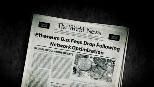 Retro Newspaper Headline Reveal with Cryptocurrency Theme