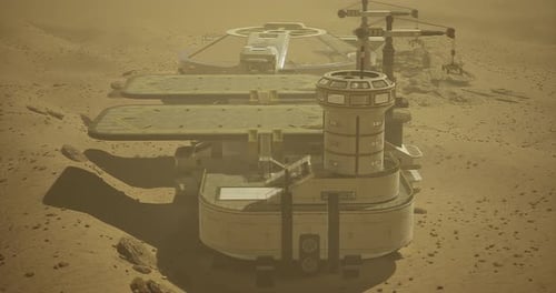 Futuristic Animated Space Base on Desert Planet
