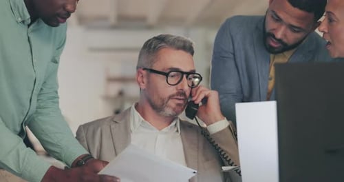 Stressed Business Team Working to Deadline