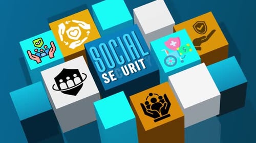Animated Social Security Cubes with Protection and Community Icons
