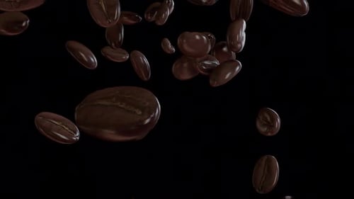 Realistic Coffee Beans Falling with Alpha Channel