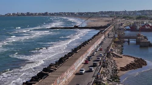Majestic Aerial Shot of Coast Near Mar Del Plata Argentina View From Above Breathtaking Nature of