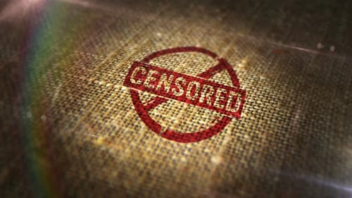 Censoreed and restricted sign stamp on linen sack loop