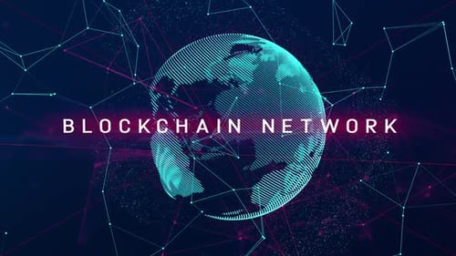 Animated Futuristic Global Blockchain Network Loop