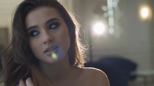 Beautiful Woman Posing with Professional Makeup Indoors