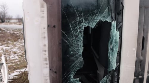 Broken Windshield Highway Mishap Traffic Accident
