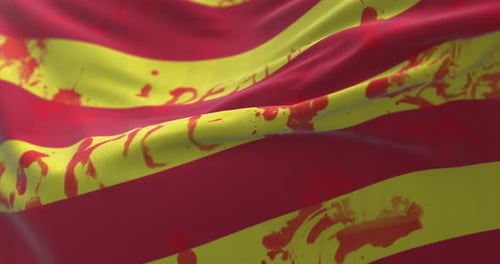 Bandera de Cataluña con sangre y palabras