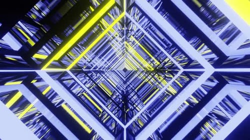Blue And Yellow Neon Jail Vj Loop Tunnel Background HD