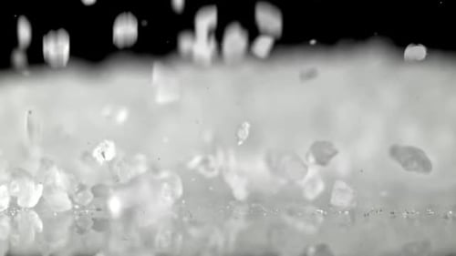 Super Slow Motion Falling Sea Salt Filmed on a Highspeed Camera at 1000 Fps