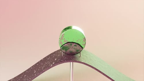 Abstract Metallic Forms Moving on a Wavy Track