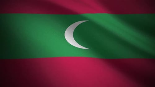 Waving Maldives Flag Fabric Texture Loop