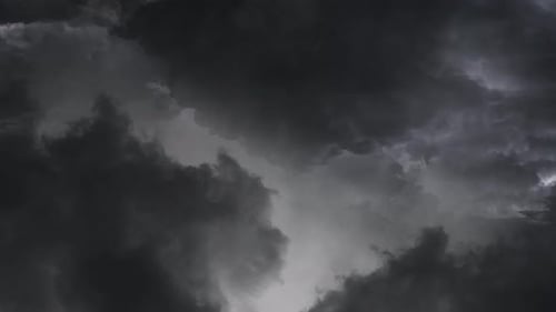 view of dark cloud storm and lightning strike dark sky