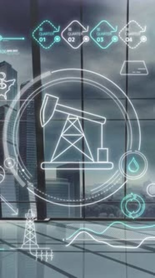 Abstract Infographic About Oil Production on Office Background