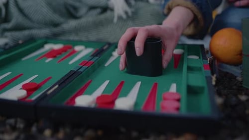 Backgammon Board CloseUp During Game