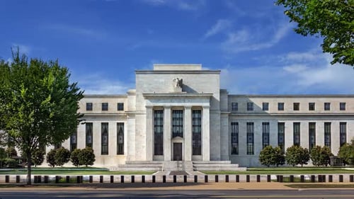 4K time lapse of the Federal reserve building, Washington DC, USA.