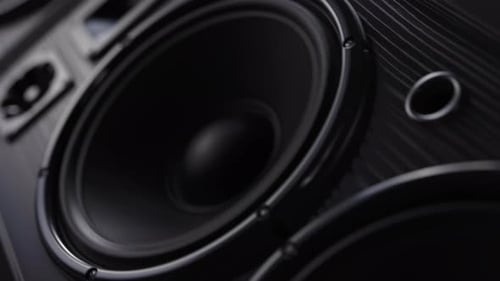 Studio Subwoofer Audio Speakers Playing Loud Sound 3d Animation