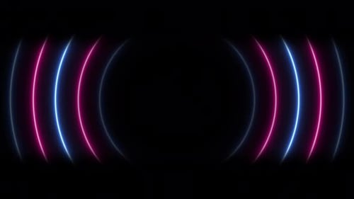Radio wave signal. Colors award background waves animation come from center. Bright neon lights.