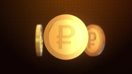 Rubel-Währungssymbol, Goldmünzen-Animation