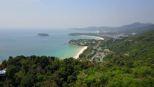 Viewpoint on Phuket island. Phuket island drone shot on Karon beach.