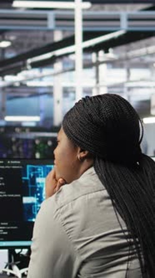 Vertical Video Data Center Admin Does Machine Learning Node Tree Programming