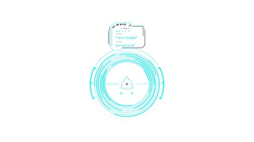 Animated Alienstyle HUD with Rotating Circles and Text Frame