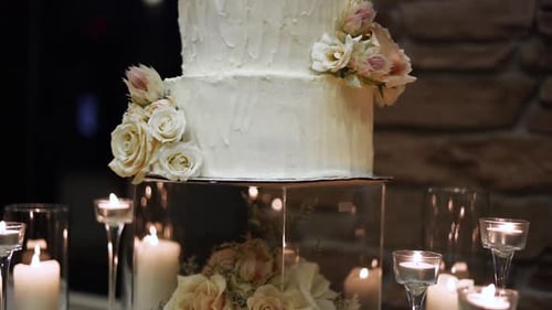 Beautiful Wedding Cake with Candle Decoration