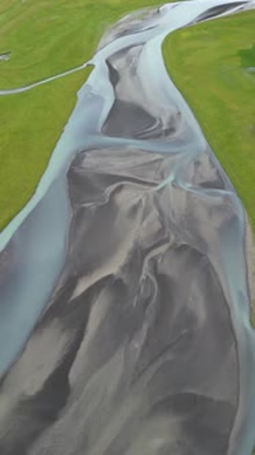 River Tundra of Iceland Aerial View