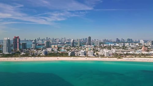 Miami Coastline From Drone Miami Shoreline Miami Beach Waterfront Miami City