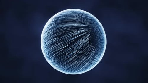 Futuristic Digital Sphere with Glowing Data Connections Animation