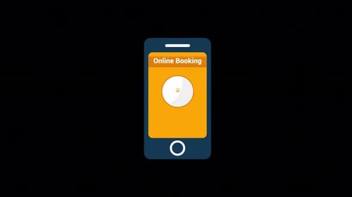 Flat Design Mobile Phone Online Bus Booking Animation