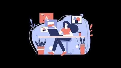 Flat Design Illustration of a Creative Professional Working