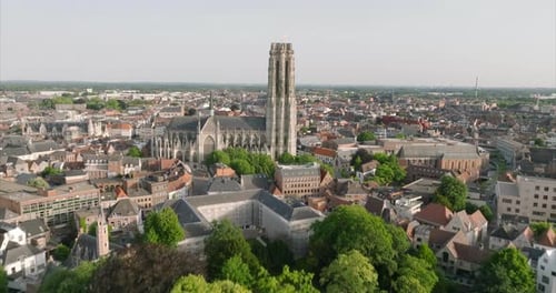Going upwards, towards the St. Rumbold's Cathedral in Mechelen, Belgium