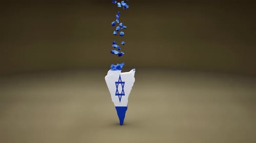 Geometric Israel Map Flag Assembly Reveal Animation