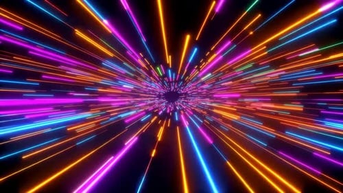 Une lumière au néon vibrante abstraite diffuse une boucle Hyperdrive