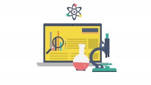 Animated Flat Design Science and Research Concept