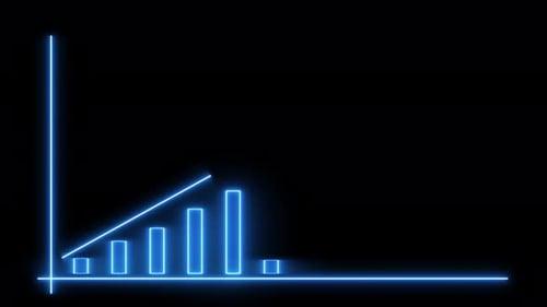 Animated Neon Blue Bar and Line Graph Growth