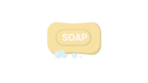 Flat Design Soap Bar Animation with Bubbles