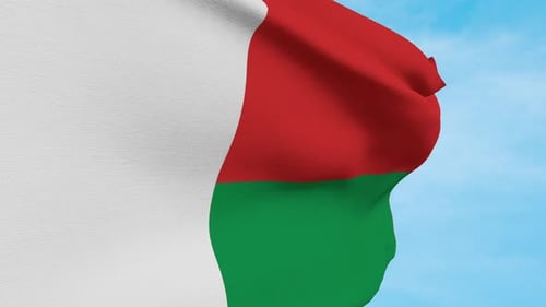 Realistic Waving Flag of Madagascar Animation