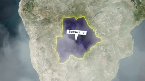 Botswana Map - Clouds Effect
