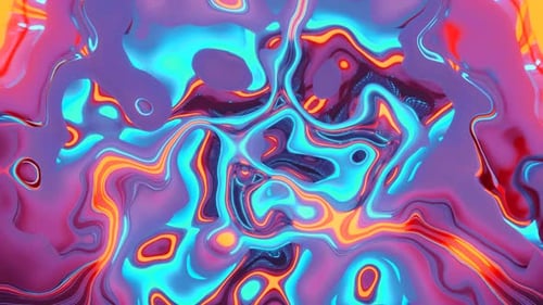 Vibrant Fluid Neon Waves Abstract Motion Background Loop