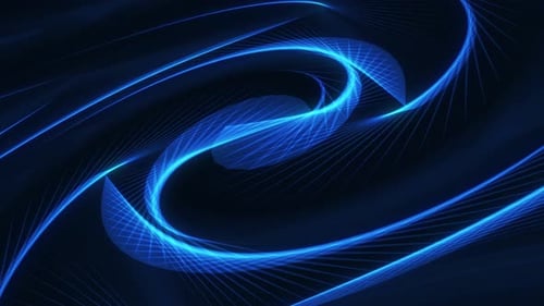 Abstract Swirling Blue Neon Light Lines Background